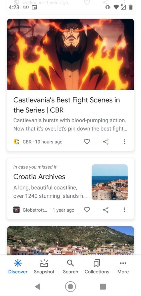 google discover feed screenshot