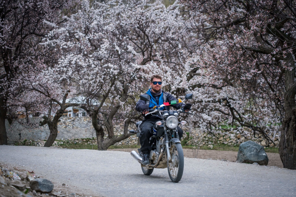 Will on a motorbike in Pakistan shortly after writing his personal manifesto in the mountains