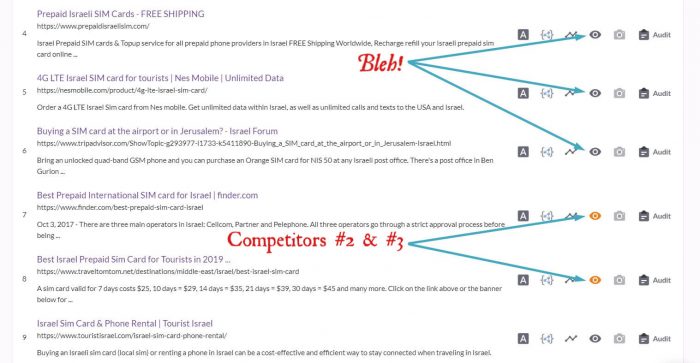 surfer-G01S04 My chosen competitor's to analyse with the SEO audit tool - 2