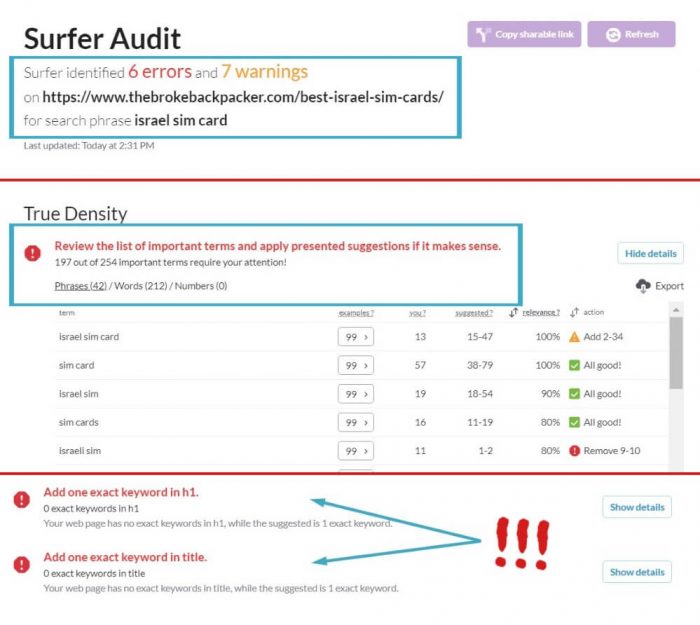surfer-G01S05 My SEO onsite optimization audit report